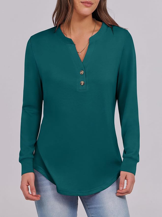 ANRABESS Women's Long Sleeve Shirts 2026 Spring Fashion Dressy Casual Tops Trendy Henley Blouses Cute Work Outfits Clothes - Image 4