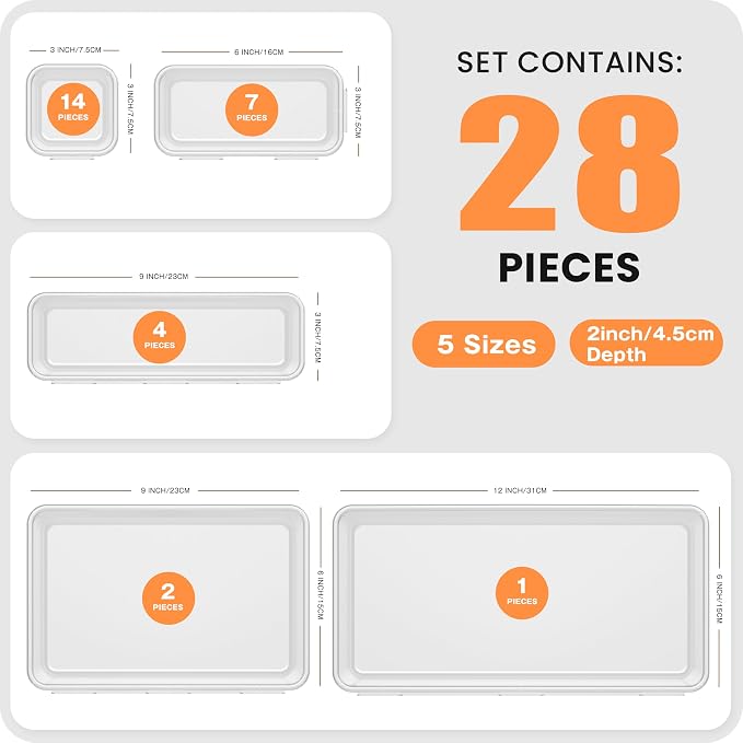 A-LuGei 【Military Grade】 Drawer Organizer,【】 Makeup organizer,【Holds 177 Items】 Bathroom Organizers and Storage,Organization and Storage,Desk Drawer Organizer for Vanity【Clear】 - Image 5