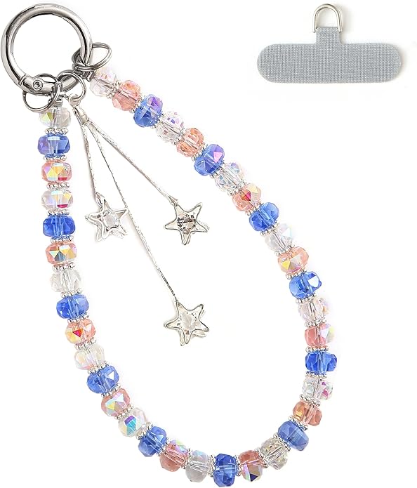 Phone Charm with Beaded Crystals, Anti-Theft Phone Strap, Hands-Free & Detachable Cellphone Lanyard, Cellphone Chain Wristlet with Tether Tab by Spetase