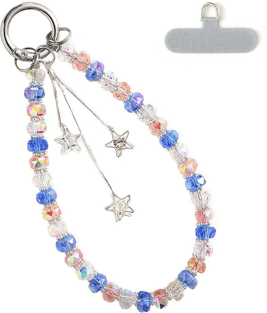 Phone Charm with Beaded Crystals, Anti-Theft Phone Strap, Hands-Free & Detachable Cellphone Lanyard, Cellphone Chain Wristlet with Tether Tab by Spetase
