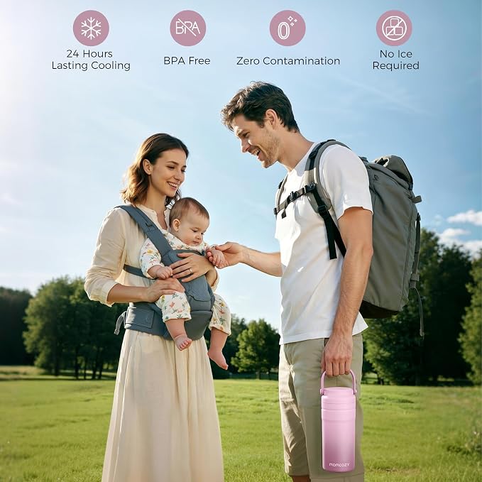 Momcozy Portable Breast Milk Cooler for Travel, 24H Ice-Free Cooling Breastmilk Storage Bottles Container, 12oz Leak Proof Outdoor Small Freezer, Baby Breastfeeding Essential for New Moms - Image 2