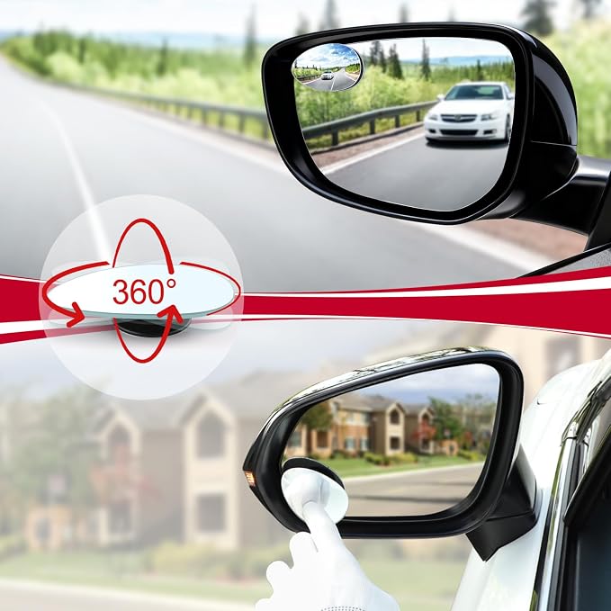 LivTee Blind Spot Mirror, Oval HD Glass Frameless Convex Rear View Mirror with wide angle Adjustable Stick for Cars SUV and Trucks, Pack of 2 - Image 5