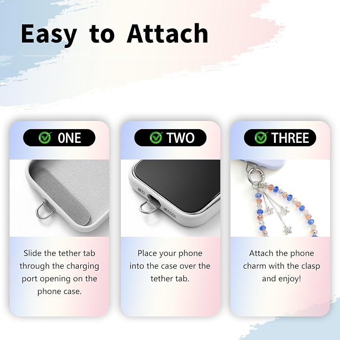 Phone Charm with Beaded Crystals, Anti-Theft Phone Strap, Hands-Free & Detachable Cellphone Lanyard, Cellphone Chain Wristlet with Tether Tab - Image 4