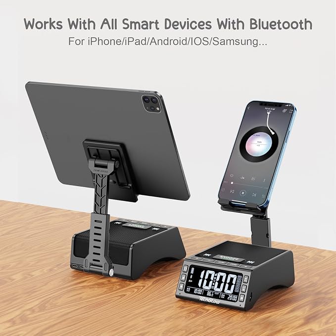TechGlow Foldable Cellphone Stand with Wireless Bluetooth Speaker Birthday Gifts for Men Women Mother Father Cool Tech Gadgets - Image 3