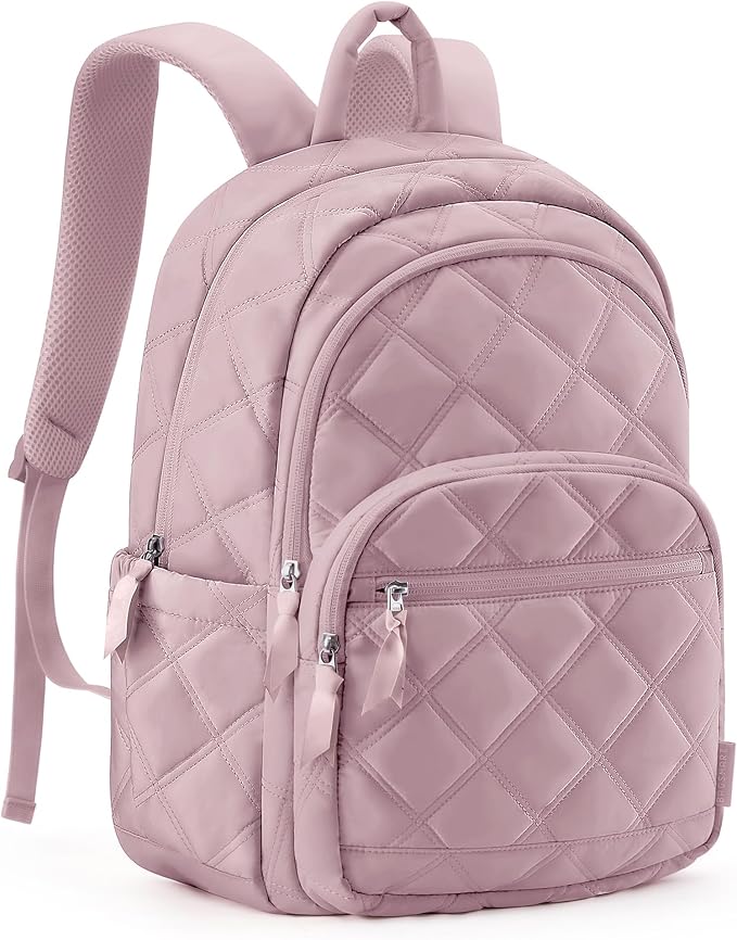 BAGSMART College Laptop Backpack,Cute Travel Backpack for Women,Quilted Computer Bookbag by BAGSMART