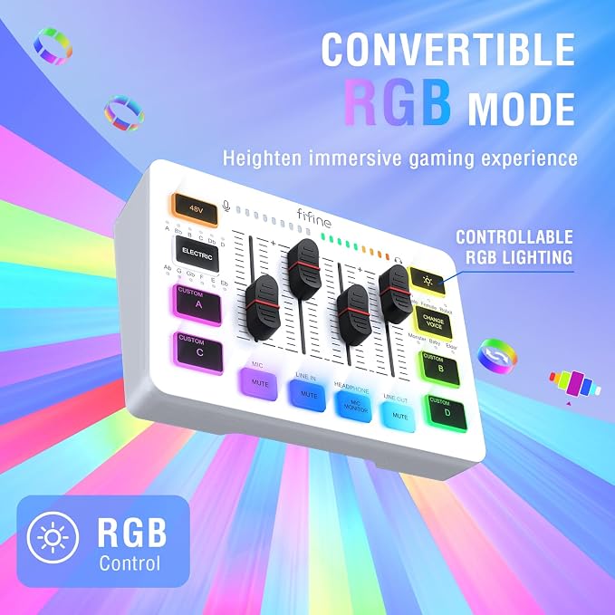 FIFINE Gaming Equipment Bundle, XLR/USB Streaming Dynamic Microphone with Audio Mixer Set, Podcast Recording Mic with Gain Knob, PC Mixer with Slider Fader Kit for Video, Game Voice-Ampligame KS5W - Image 7