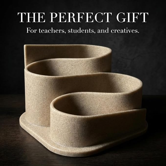 OAKOA Aesthetic Desk Organizer - Modern Desk Accessories - Boho Pen Holder | Beige Aesthetic Desk Accessories - Modern Cute Desk Organizer - Neutral Boho Desk Accessories - Desk Essentials for Women - Image 7