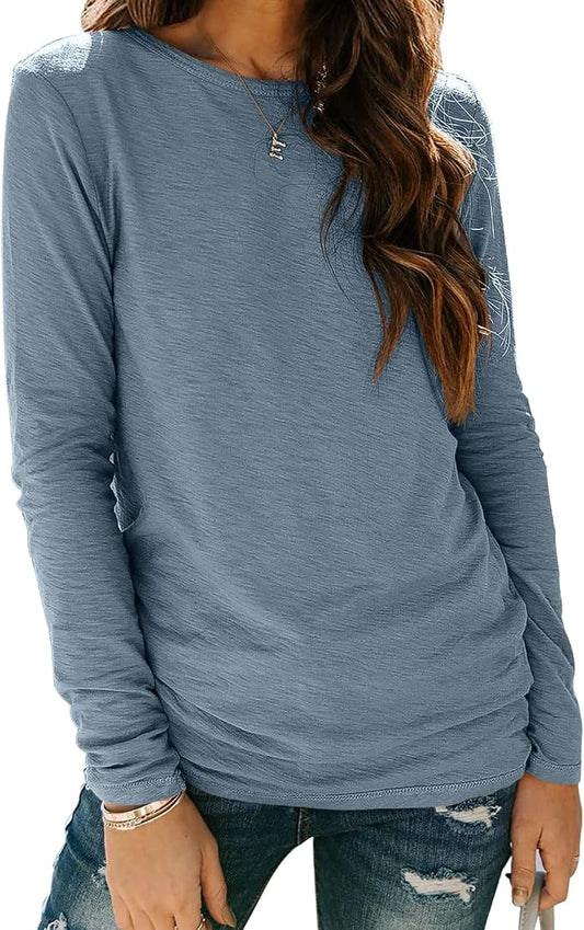 Sherosa Womens T Shirts Long Sleeve Crew Neck Shirts Basic Tee Tops Blouse by Sherosa