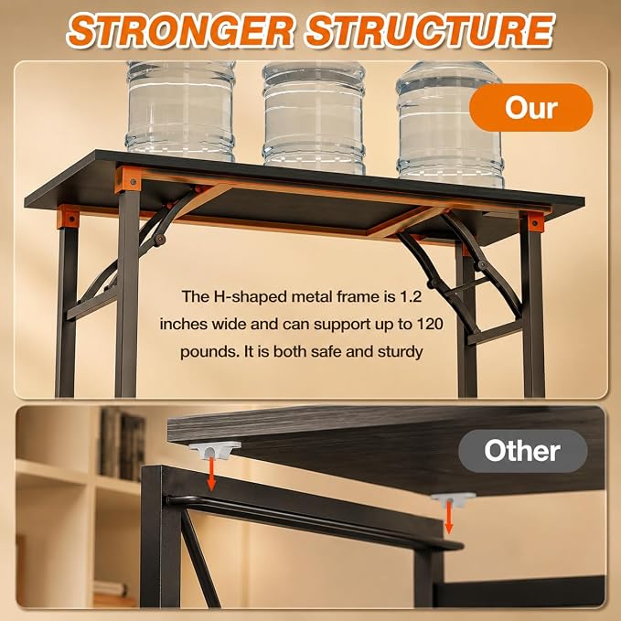 Folding Table Computer Desk - 43.3" No Assembly Folding Desk Design and Foldable Office Desk, Small Desk for Bedroom, Compact Storage Portable Use for Dorm and RV Small Space, Dark Oak - Image 6