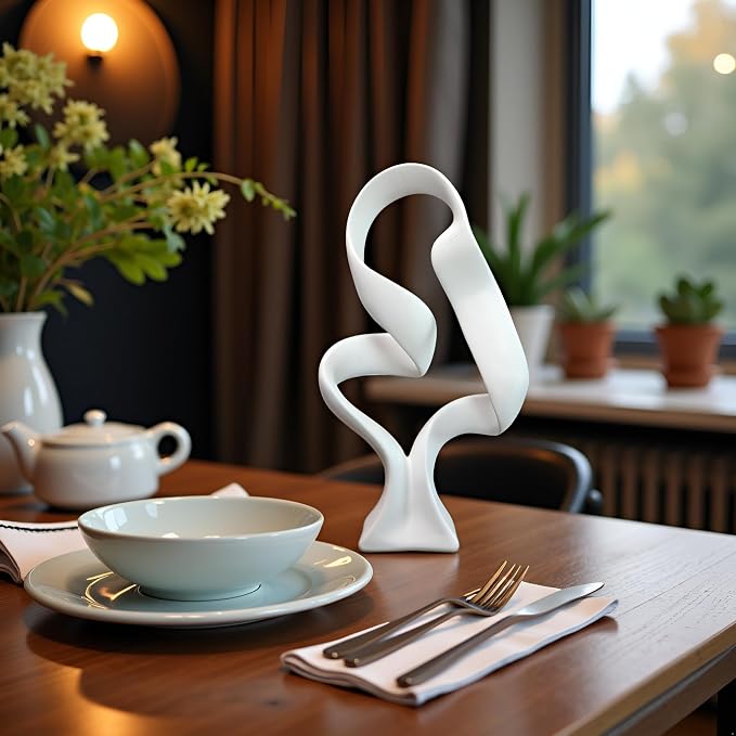 15" Modern Abstract Ribbon Decorative Sculpture, Knot Sculptures,Home Decor,Coffee Table Statues,Dining Living Room Desk Decor（White） - Image 2
