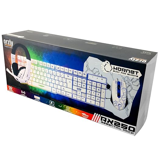 Gaming Keyboard and Mouse and Gaming Headset & Mouse Pad, Wired LED RGB Backlight Bundle for PC Gamers Users - 4 in 1 White Edition Hornet RX-250 - Image 2