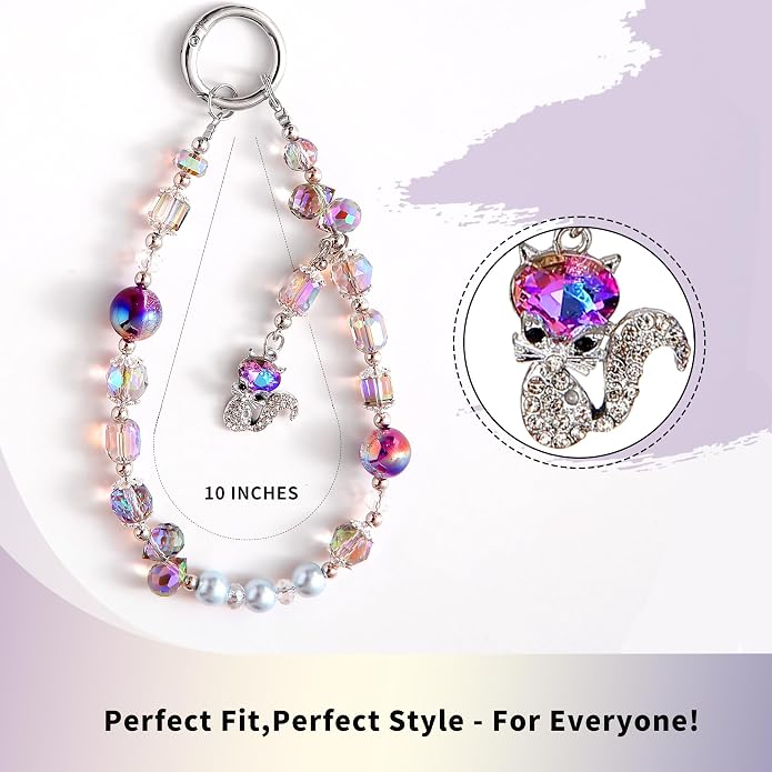 Phone Charm with Beaded Crystals, Anti-Theft Phone Strap, Hands-Free & Detachable Cellphone Lanyard, Cellphone Chain Wristlet with Tether Tab - Image 5