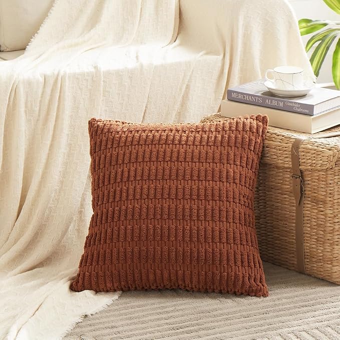 Fancy Homi 4 Packs Decorative Throw Pillow Covers for Living Room Couch Bed, Modern Farmhouse Boho Home Décor Accent Cushion Case, 26" x 26", Rust - Image 2