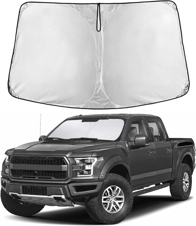 EcoNour Windshield Sunshade Compatible for Ford F150 2015-2018 2019 2020, Sun Visor for Front Windshield & Window Sun Shade Cover, UV Heat Blocker & Protector, Car Accessories by EcoNour