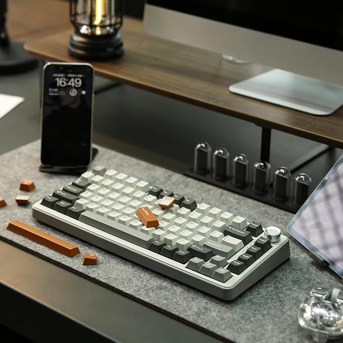 YUNZII B75 PRO 75% Wireless Mechanical Keyboard (Grey,Milk Switch) | Hot Swap Keyboard with Knob, Gasket Mount, Creamy Pre-lubed Switch for Smooth Typing, BT/USB-C/2.4G, for Gaming - Image 8