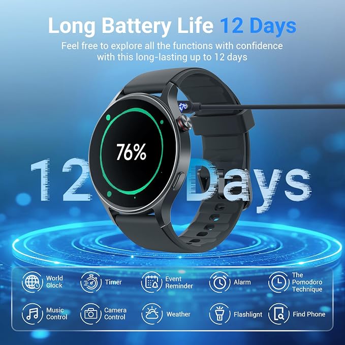 Fitpolo Smart Watch for Men Women,1.3" AMOLED Touchscreen Fitness Tracker, Make/Answer Calls, Heart Rate SpO2 Monitor, 3ATM Waterproof, Sleep & Activity Tracking Smartwatch for Android Phones iPhone - Image 7