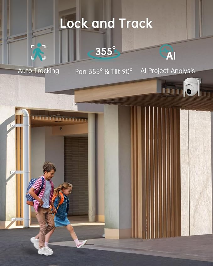 ZUMIMALL 2.5K Wired Cameras for Home Security, 2.4G/5G WiFi Outdoor Security Camera, 5MP, 24/7 Recording, AI Motion Detection, Cloud & SD Card Storage, 2-Way Audio, 360° PTZ Auto Tracking - 2-Pack - Image 6