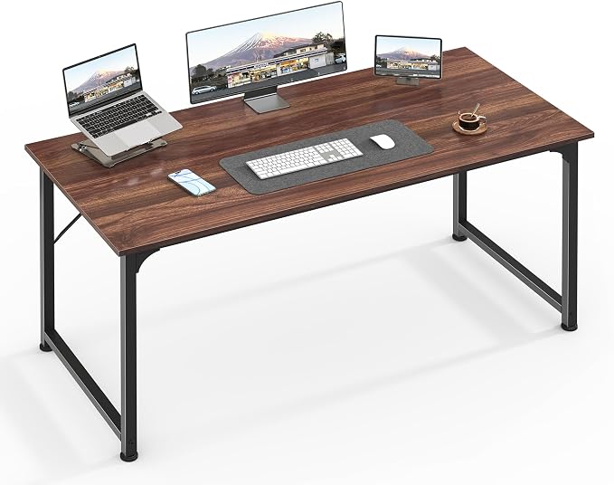 Huuger Computer Desk, 48 Inch Office Desk, Gaming Desk with Storage, Writing Desk Work Desk for Home Office, Study, Modern Simple Desk, Large Legroom, Metal Frame, Walnut by Huuger