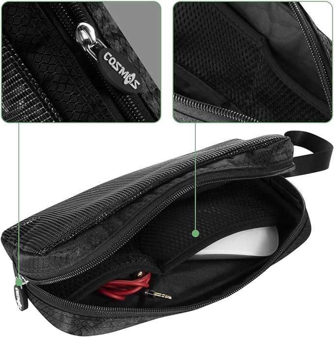 CM Travel Cable Organizer Case Portable Computer Accessories Zipper Mesh Pouch for Holding Laptop Mouse, Power Bank, USB, Adapter, Charger, Cellphone and Cosmetics (Case ONLY) - Image 3