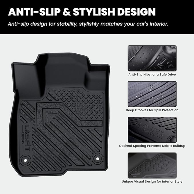 LASFIT Floor Mats & Trunk Mat for 11th Gen Honda Civic Hatchback(Not for Hybrid) 2026 2025 2024 2023 2022, All Weather Custom Fit TPE Car Floor Liners,1st & 2nd Row & Trunk Liner - Image 8