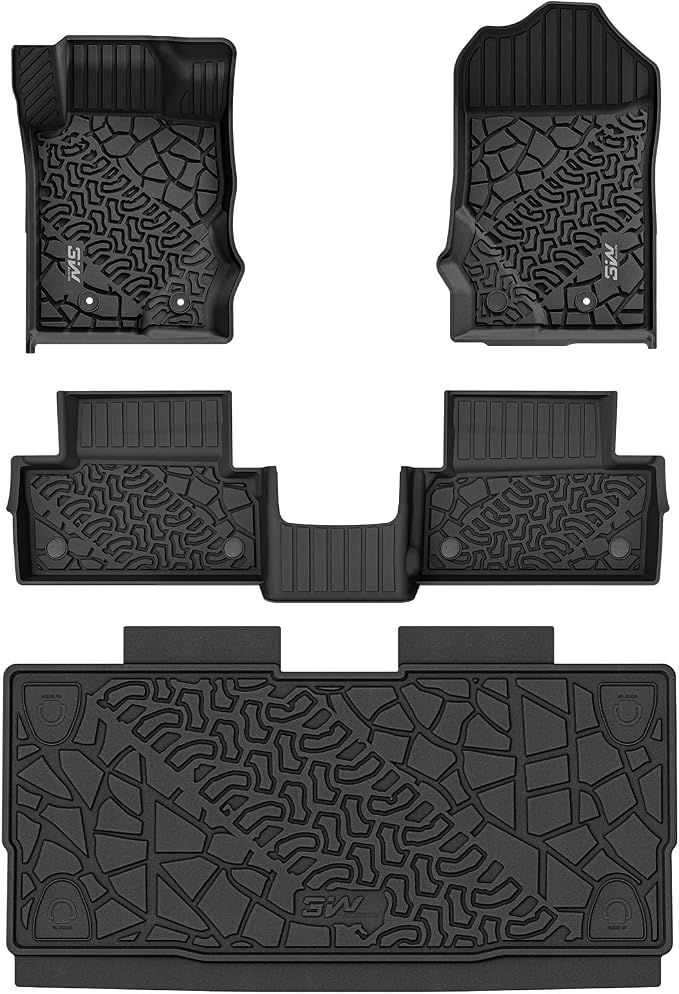 3W Floor Mats & Cargo Liner Fit for 2021-2025 2026 Ford Bronco 2 Door All Weather TPE Car Accessories Custom Fit Floor Liner and Full Set Car Mats (Not for Bronco Sport & Rubberized Floor) by 3W