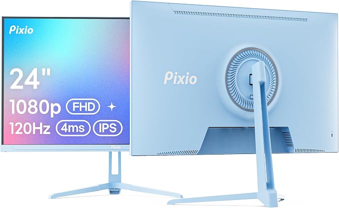 Pixio PX246 Wave Blue 24 inch 120Hz Refresh Rate FHD 1080p Resolution IPS Panel 4ms GTG Response Time Gaming Monitor with Adaptive Sync by Pixio