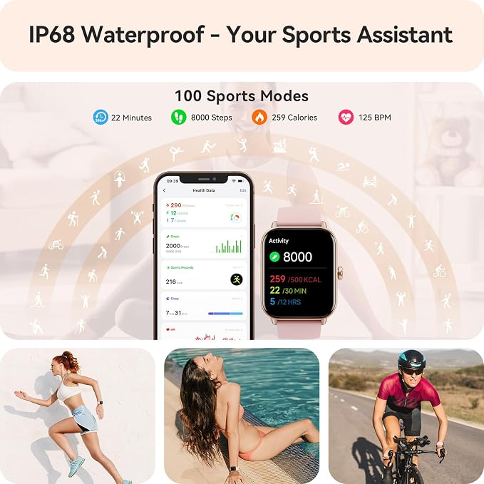 Smart Watch for Women Android & iPhone, Alexa Built-in, IP68 Waterproof Activity Fitness Tracker with Bluetooth Call (Answer/Make), 1.8" Smartwatch with Heart Rate/SpO2/Sleep Monitor, 100+ Sports Mode | Pink - Image 4
