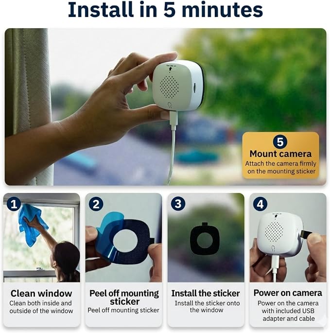 Girafit 3MP 2K Window Camera,2.4GHz & 5GHz WiFi Indoor Cameras for Home Security with ChroMax Al Color Night Vision,Person & Motion Detection,24/7 Recording,Easy & Quick Install - Image 5