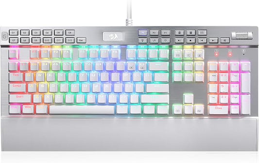 Redragon K550 RGB Gaming Keyboard, 104 Keys + 12 Macro G Keys Wired Mechanical Keyboard w/Aluminum Top Plate, Custom Clicky Purple Switch, Extra USB Port & Wrist Rest by REDRAGON