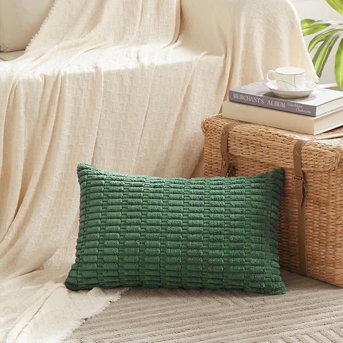 Fancy Homi 4 Packs Decorative Throw Pillow Covers for Living Room Couch Bed, Modern Farmhouse Boho Home Décor Accent Cushion Case, 24" x 16", Green Series - Image 2