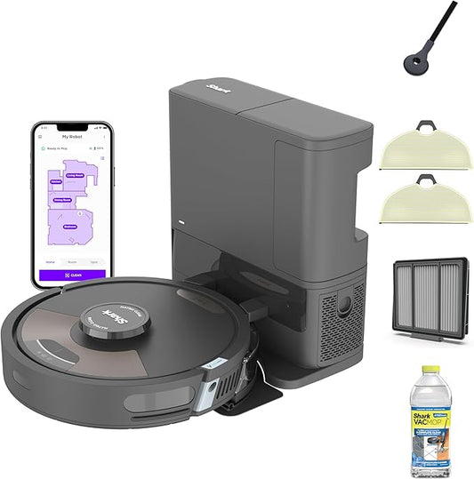 Shark Matrix Plus 2-in-1 Robot Vacuum & Mop, Black/Mocha Silver, AV2630WA | Sonic Mopping, Matrix Clean, CleanEdge, HEPA 45-Day Self-Empty Base, 360° LiDAR Mapping, Self-Cleaning Brushroll, Wi-Fi by Unknown