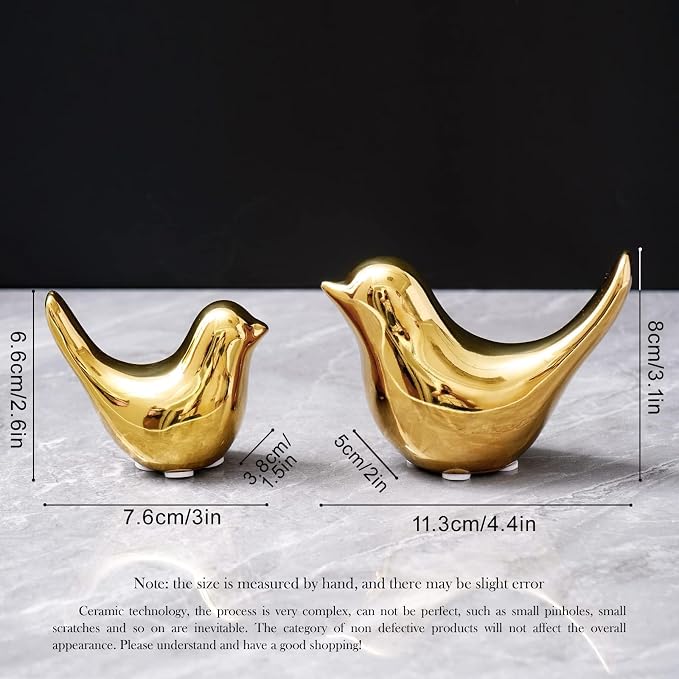 Notakia Gold Home Decor Small Birds Statues Modern Style Decorative Ornaments for Living Room Decor, Bedroom, Office Desktop, Cabinets (2Pcs Gold Birds) - Image 2