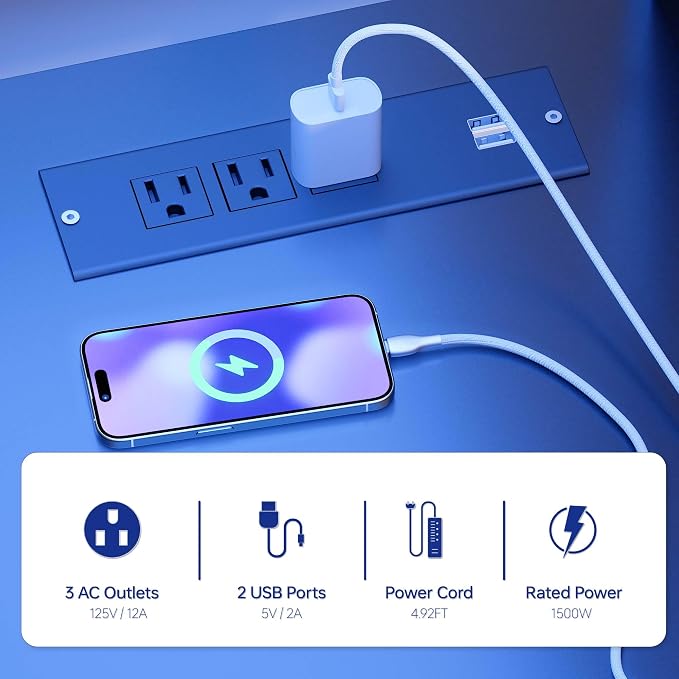 Pamray 49 Inch L Shaped Gaming Computer Desk with Shelves and Storage | Compact Reversible Design with LED Lights & Power Outlets, Suitable for Home Office Bedroom Small Spaces and Dorm Study Work - Image 6