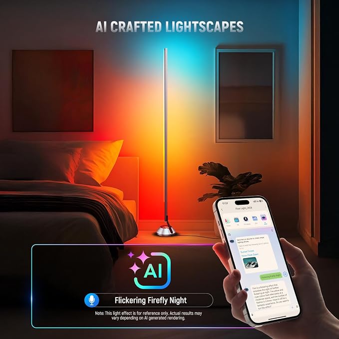 NEEWER Smart RGB IC W Floor Lamp, 1500lm LED Standing Corner Light Compatible with Alexa Google, APP Control/AI DIY/Music Sync/16 Million Colors, Ambience Lighting Bedroom Living Room Home Decor, NF01 - Image 3