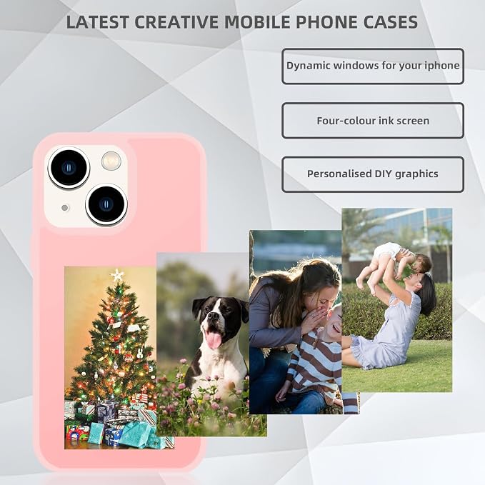 Smart Ink Phone Case,Compatible with iPhone 15 Pro,Custom Image Display AI Cell Phone Case,Electronic Ink Phone Case,Anti-Drop Silicone DIY Phone Case Pink - Image 3