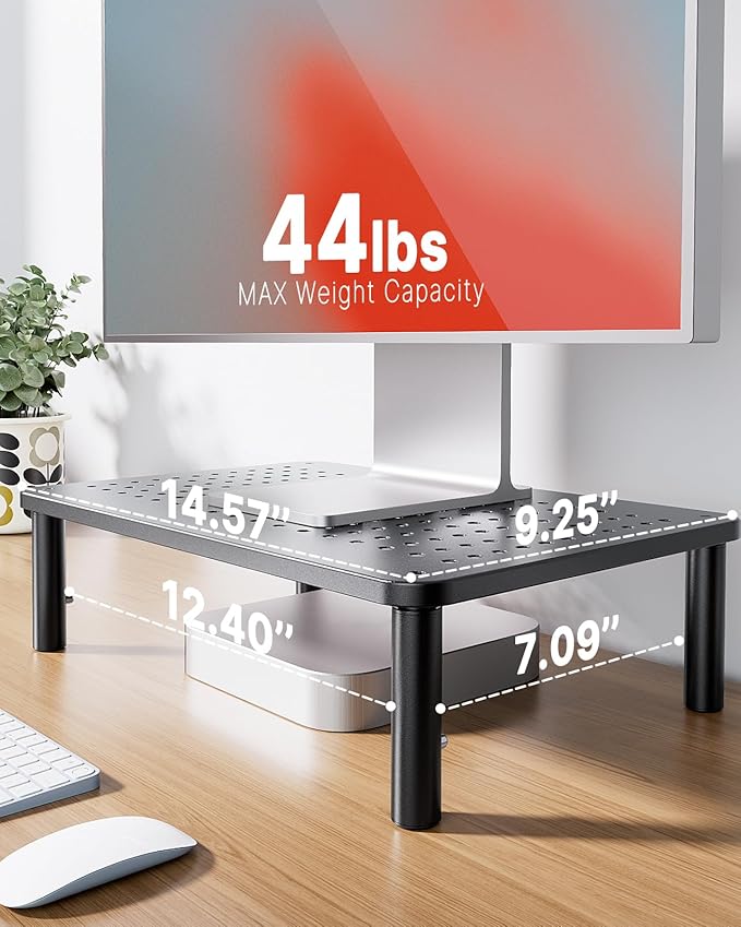 HUANUO Monitor Stand, Monitor Stand Riser 3 Height Adjustable, Monitor Riser with Airflow Vents, Laptop Stand for Desk, Laptop Riser, Desk Organizer for Monitor, Laptop, PC, Printer - Image 4