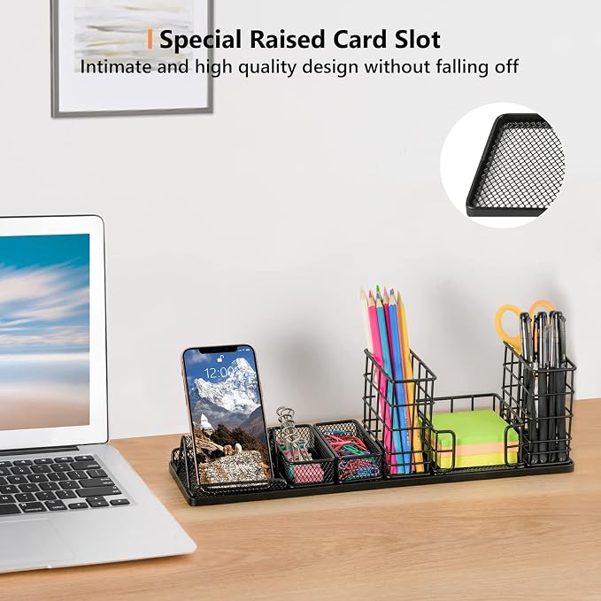 Topwey Pen Holder for Desk, Rotating Pencil Holder, Cup Holder for Desk Office, Pen Organizer in Black (Jet Black) - Image 5