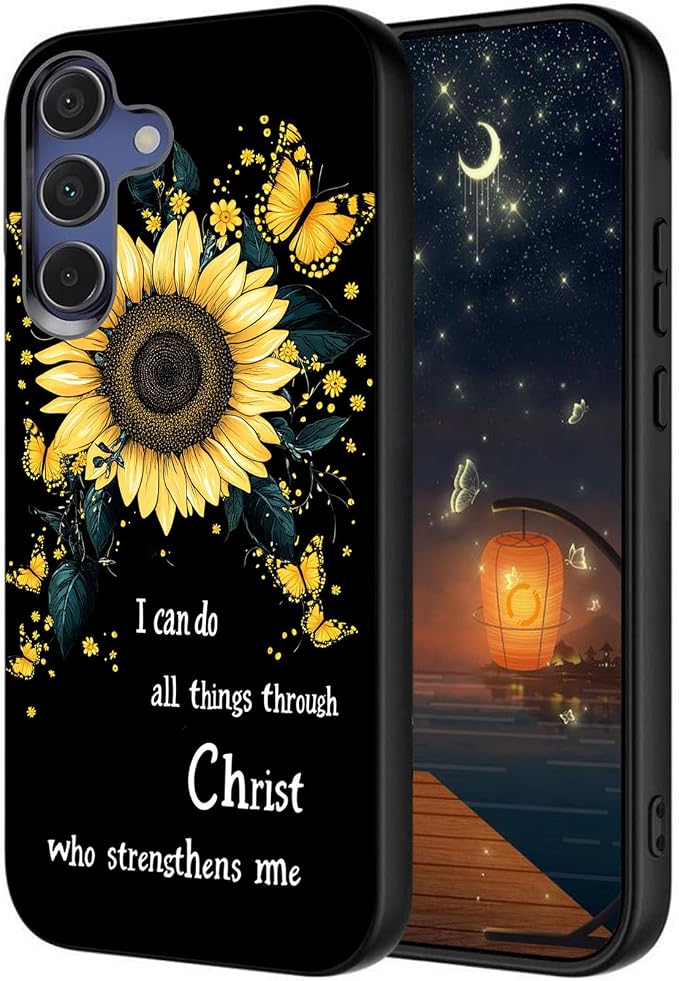 Designed for Galaxy S25 FE Phone Case,Slim Silicone Shockproof Protective Case for Galaxy S25 FE 6.7 inch,Sunflower Butterflies by Unknown