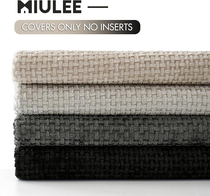 MIULEE Pack of 4 Couch Halloween Throw Pillow Covers 18x18 Inch Neutral Cream/Grey Soft Decorative Chenille Pillow Covers Farmhouse Accent Cushion Covers for Boho Home Decor Sofa Bedroom Living Room - Image 6
