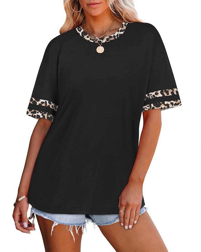 WIHOLL Womens T Shirts Loose Fit Short Sleeve Tees Crew Neck Color Block Summer Tops 2026 Fashion - Image 3