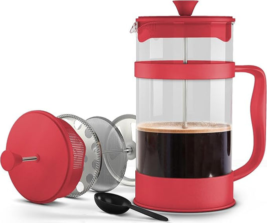Utopia Kitchen Borosilicate Glass French Press Coffee Maker 12 Oz, Red | Heat-Resistant Cafetiere & Tea Maker, Thickened Glass Coffee Press for Travel and Camping by UTOPIAKITCHEN