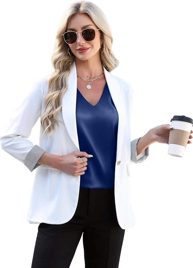 WIHOLL Womens Satin Summer Tops Cap Short Sleeve Blouses V Neck Shirts Business Casual Outfits Fashion Clothing 2026 - Image 5