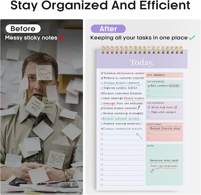 Taja To Do List Notepad, Undated Daily Planner for Work and Goal Setting | Violet Dream, 52 Sheets, 9.8" x 6.5" , for Office, Home and school, Daily Task Planning, Notes and Everyday Organization - Image 5