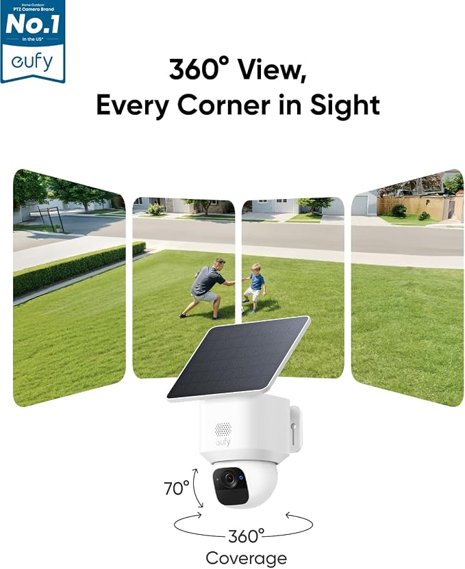 eufy Security SoloCam E30, Security Cameras Wireless Outdoor, Solar Camera Outdoor Wireless, 360° Pan, AI Tracking, 2K Clarity, No Monthly Fee - Image 2
