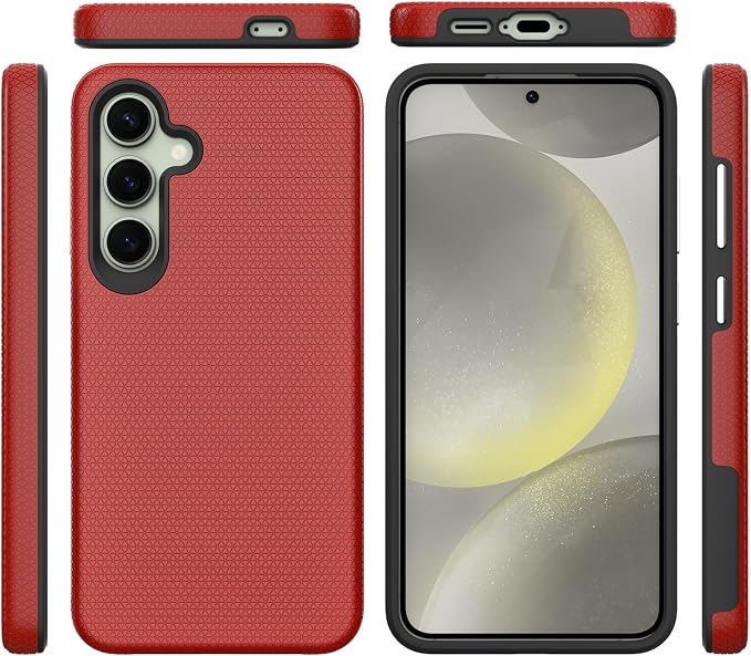 Miimall Slim Case for Galaxy S24 FE Case Rugged, [Dual Layer Protection] [Military Shockproof Drop Proof] [Anti-Slip] [Anti-Scratch] Tough Full Body Heavy Duty Cover for Samsung S24 FE, Red - Image 9