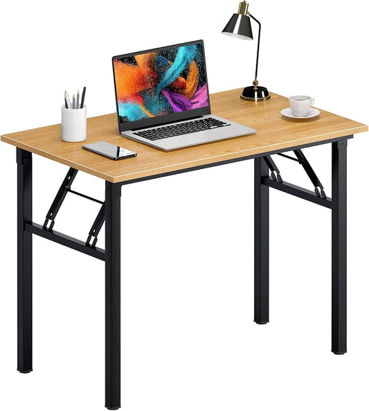 Need Office Computer Desk - 47.2L Sturdy and Heavy Duty Folding Laptop Table,Writing Table/Home Office Desk/Sewing Table,No Assembly Required (Teak Color) AC5BB12060 | Black Frame Writing Gaming Work Table/Foldable Home Office Desk/Sewing Table, No Ass... by Need