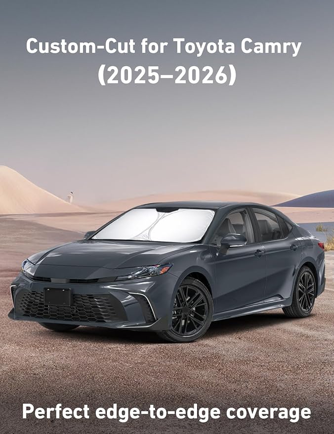 EcoNour Windshield Sunshade Compatible for Toyota Camry 2025 2026, Hybrid, LE, SE, SE Nightshade, XLE, XSE, TRD, Sun Visor for Front Windshield Sun Shade Cover, UV Heat Protector, Car Accessories - Image 2