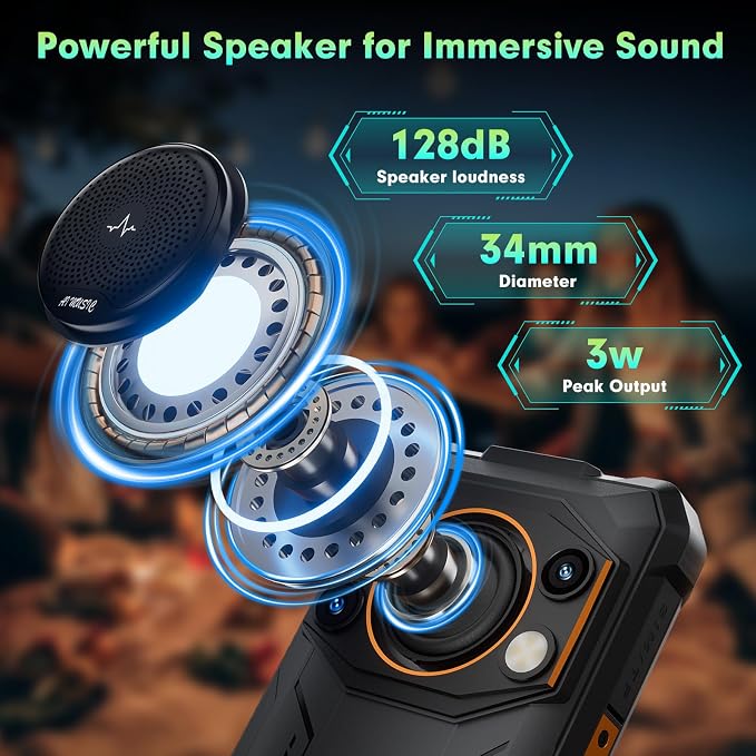 FOSSIBOT F110L Android 15 Rugged Smartphone, 12GB+128GB /2TB Rugged Call Phone, 10000mAh Unlocked Phone 128dB Loud Volume 6.745" 50MP Camera Waterproof Smartphone 4G Dual SIM/Camping Light - Image 2