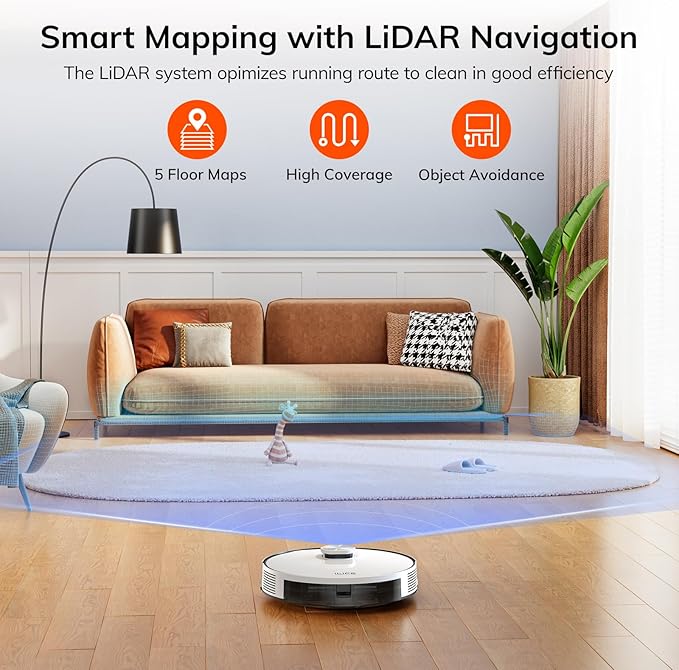 ILIFE A30s Robot Vacuum, 10000Pa Max Suction | LiDAR Navigation, Home Mapping, No-Go Zone, 150 Mins, App, Voice and Remote Control, for Hard Floor, Carpet and Pet Hair - Image 3