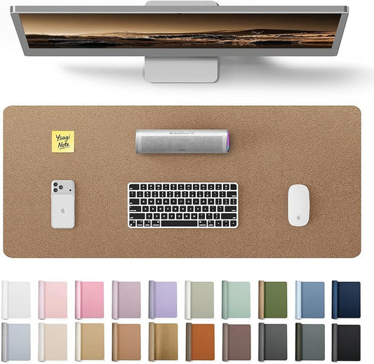 YSAGi Leather Desk Protector, Office Mat, Large Mouse Mat, Non-Slip PU Leather Blotter, Laptop Desk Pad, Waterproof Writing Pad for Office and Home (Shiny Bronze, 23.6" x 13.8") by YSAGi